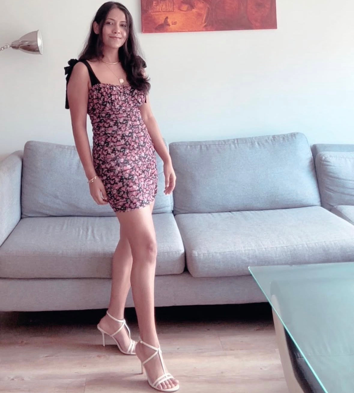 Short Lavender Floral Dress